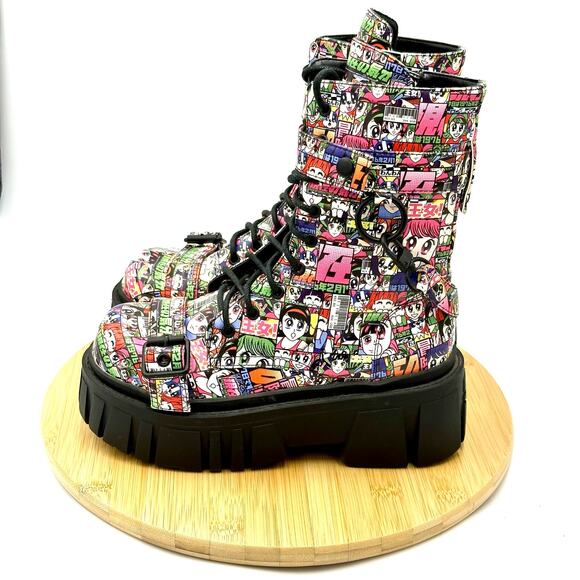 Current Mood Reckless Adventure Combat Boots Anime Design - Size 7 - Picture 2 of 16